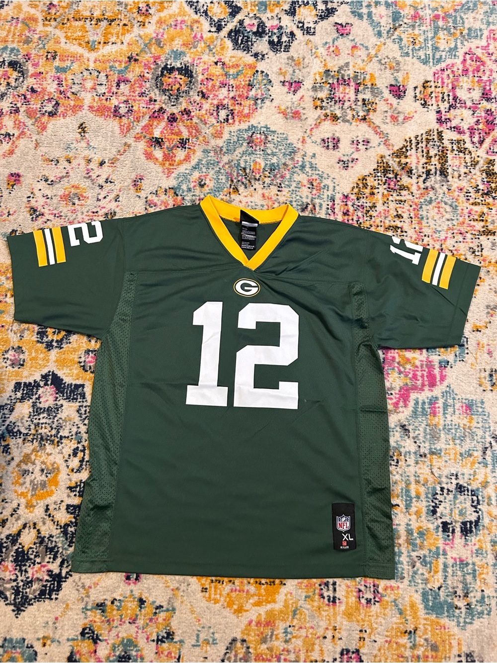Packers #12 Green boys Football Jersey - Green & Yellow